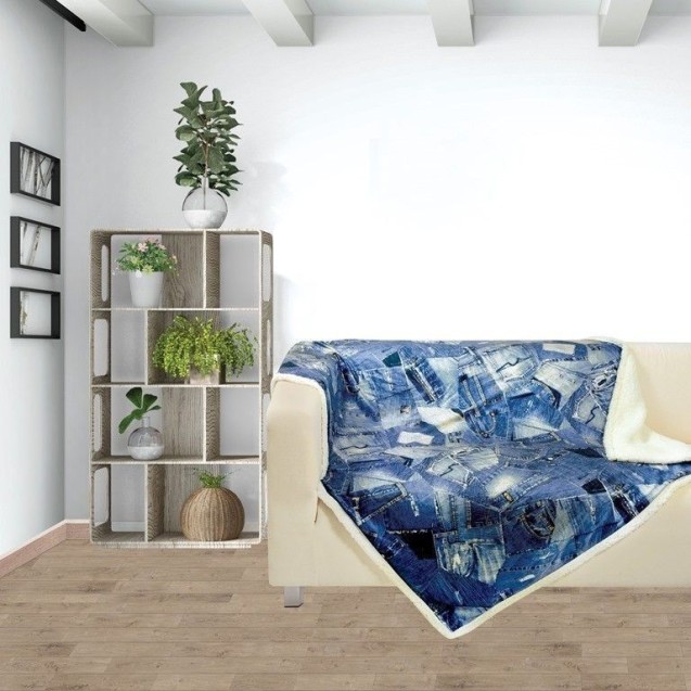Κουβέρτα Fleece Καναπέ Das Home Print 370 Μπλε 130x160 Κουβέρτα Fleece Καναπέ Das Home Print 370 Μπλε 130x160