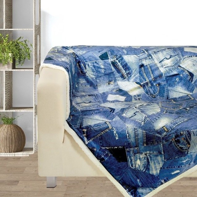 Κουβέρτα Fleece Καναπέ Das Home Print 370 Μπλε 130x160 Κουβέρτα Fleece Καναπέ Das Home Print 370 Μπλε 130x160