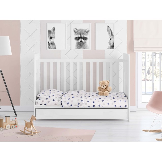 Σετ Σεντόνια Κούνιας Dimcol Star 102 Blue 120x160 Σετ Σεντόνια Κούνιας Dimcol Star 102 Blue 120x160