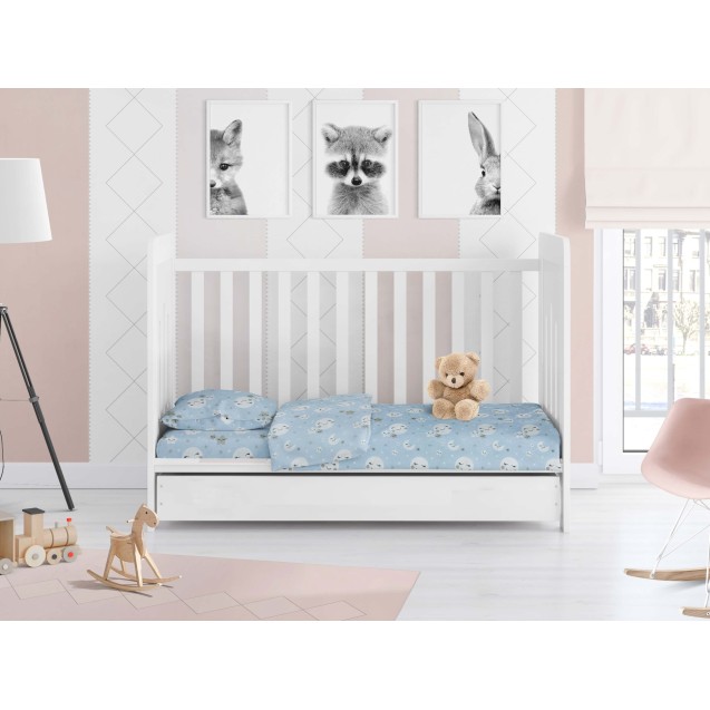 Βρεφικό Κατωσέντονο Κούνιας με Λάστιχο Dimcol Smile 81 Blue 70x140+15 Βρεφικό Κατωσέντονο Κούνιας με Λάστιχο Dimcol Smile 81 Blue 70x140+15
