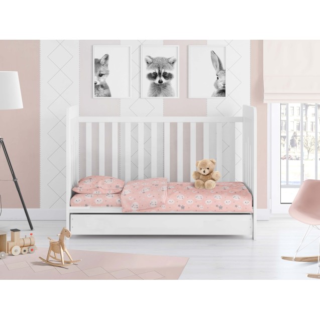 Βρεφικό Κατωσέντονο Κούνιας με Λάστιχο Dimcol Smile 82 Coral 70x140+15 Βρεφικό Κατωσέντονο Κούνιας με Λάστιχο Dimcol Smile 82 Coral 70x140+15