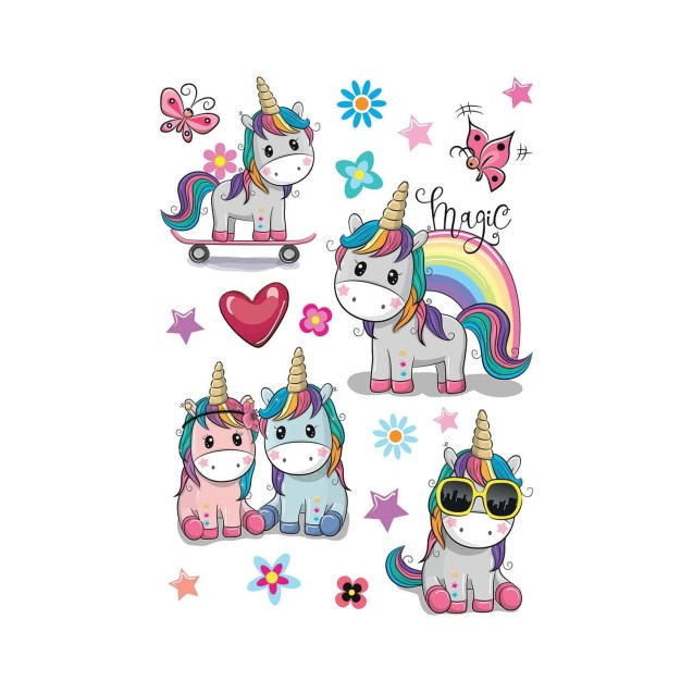 Διακοσμητικά Αυτοκόλλητα Τοίχου Ango Colorful Unicorns Large 18116 Διακοσμητικά Αυτοκόλλητα Τοίχου Ango Colorful Unicorns Large 18116