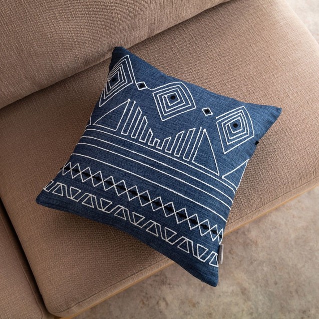 Μαξιλαροθήκη Διακόσμησης Gofis Home Edna 43x43 Blue Jean 162/01 Μαξιλαροθήκη Διακόσμησης Gofis Home Edna 43x43 Blue Jean 162/01