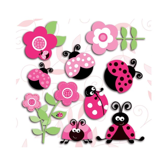 Αυτοκόλλητα 3 επιπέδων Μ Pink Ladybugs 14506 Αυτοκόλλητα 3 επιπέδων Μ Pink Ladybugs 14506