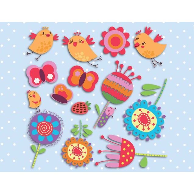 Αυτοκόλλητα 3 επιπέδων Ango Birds & Flowers 14501 Αυτοκόλλητα 3 επιπέδων Ango Birds & Flowers 14501