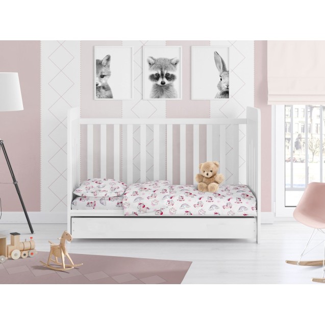 Παπλωματοθήκη Κούνιας Dimcol Unicorn 108 White-Pink 120x160 Παπλωματοθήκη Κούνιας Dimcol Unicorn 108 White-Pink 120x160