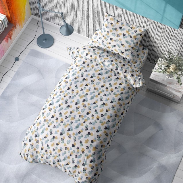 Σετ Σεντόνια Μονά 3 Τεμαχίων Dimcol Hearts 11 Grey-Green 160x240 Σετ Σεντόνια Μονά 3 Τεμαχίων Dimcol Hearts 11 Grey-Green 160x240