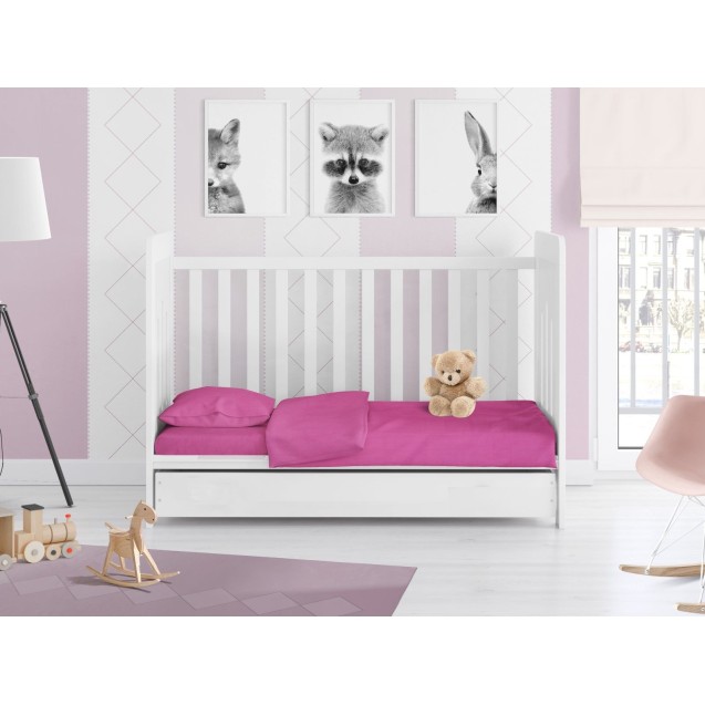 Σετ Σεντόνια Κούνιας 3 Τεμαχίων Dimcol Solid 499 Fuchsia 120x160 Σετ Σεντόνια Κούνιας 3 Τεμαχίων Dimcol Solid 499 Fuchsia 120x160