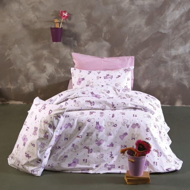 Παπλωματοθήκη Μονή Sb Home Alphabet Lilac 160x240 Παπλωματοθήκη Μονή Sb Home Alphabet Lilac 160x240