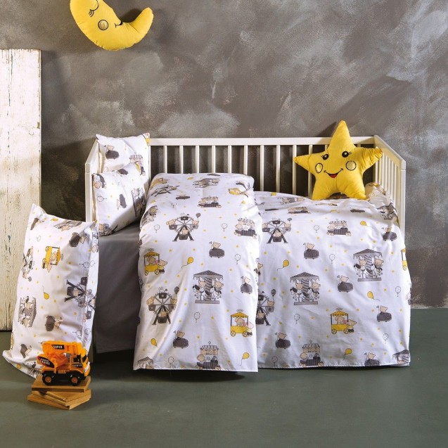Σετ Σεντόνια Λίκνου 2 Τεμαχίων Sb Home Luna Park Grey 80x110 Σετ Σεντόνια Λίκνου 2 Τεμαχίων Sb Home Luna Park Grey 80x110