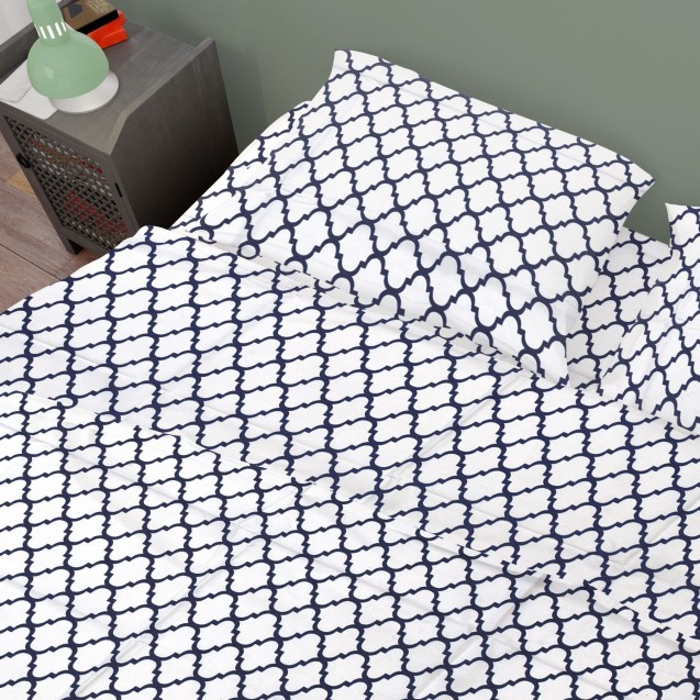 Σετ Σεντόνια King Size 4 Τεμαχίων Dimcol Windows 176 White-Dark Blue 240x270 Σετ Σεντόνια King Size 4 Τεμαχίων Dimcol Windows 176 White-Dark Blue 240x270