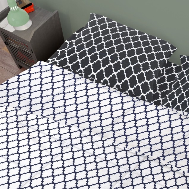 Σετ Σεντόνια King Size 4 Τεμαχίων Dimcol Windows 177 Multi Dark Blue-White 240x270 Σετ Σεντόνια King Size 4 Τεμαχίων Dimcol Windows 177 Multi Dark Blue-White 240x270