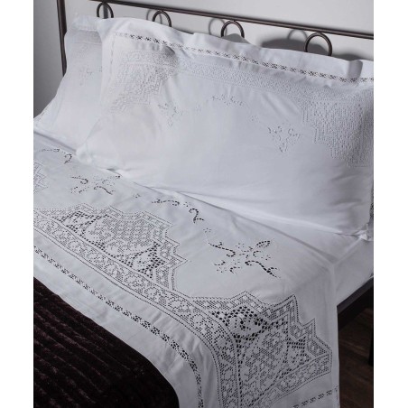 Σετ Σεντόνια Χειροποίητα Υπέρδιπλα 4 Τεμαχίων Silk Fashion 5088 Λευκό 225x270