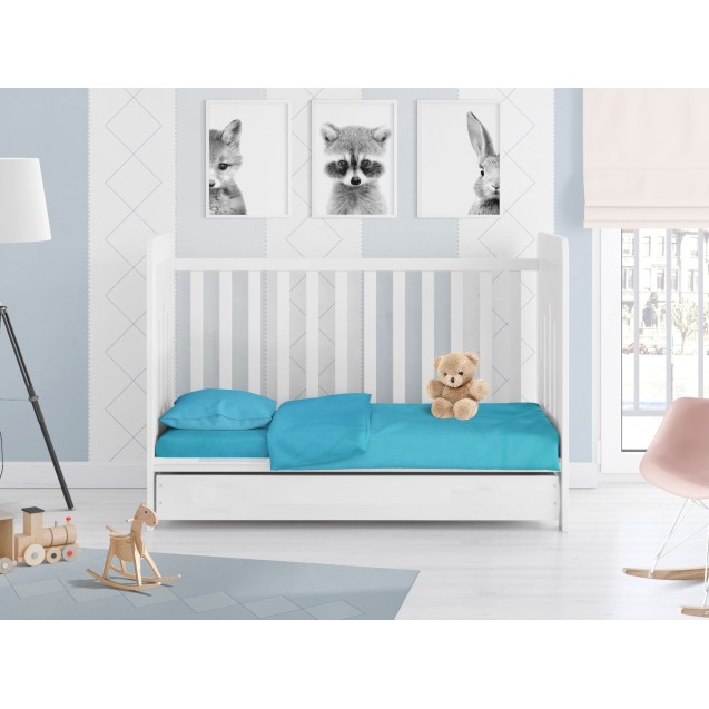 Σεντόνι Κούνιας με Λάστιχο Dimcol Solid 493 Turquoise 70x140+15 Σεντόνι Κούνιας με Λάστιχο Dimcol Solid 493 Turquoise 70x140+15