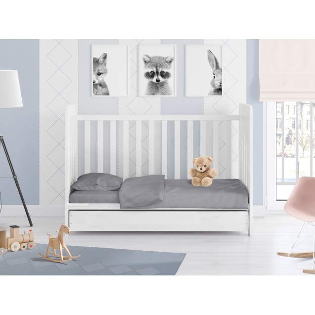 Σετ Σεντόνια Κούνιας 3 Τεμαχίων Dimcol Solid 495 Dark Grey 120x160 Σετ Σεντόνια Κούνιας 3 Τεμαχίων Dimcol Solid 495 Dark Grey 120x160