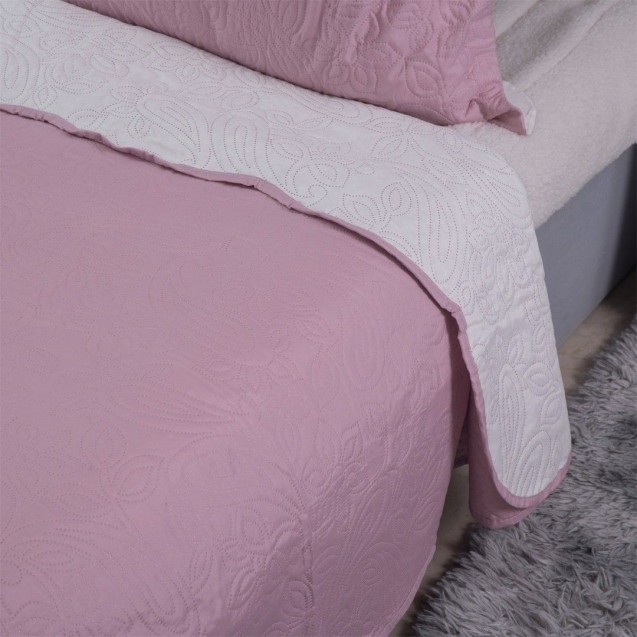 Σετ Κουβερλί Υπέρδιπλο 3 Τεμαχίων Silk Fashion Solid Amethyst/Cream 220x240 Σετ Κουβερλί Υπέρδιπλο 3 Τεμαχίων Silk Fashion Solid Amethyst/Cream 220x240