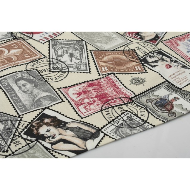 Καρέ Dimcol Vintage Post Stamps 482 Εκρού 90x90 Καρέ Dimcol Vintage Post Stamps 482 Εκρού 90x90