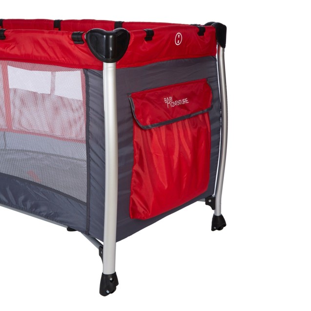 Παρκοκρέβατο Baby Adventure Holiday Aluminium Red/Grey BR72244 Παρκοκρέβατο Baby Adventure Holiday Aluminium Red/Grey BR72244