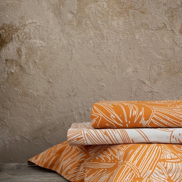 Σετ Σεντόνια King Size με Λάστιχο 4 Τεμαχίων Nima Arbust Deep Orange 180x200+32 Σετ Σεντόνια King Size με Λάστιχο 4 Τεμαχίων Nima Arbust Deep Orange 180x200+32