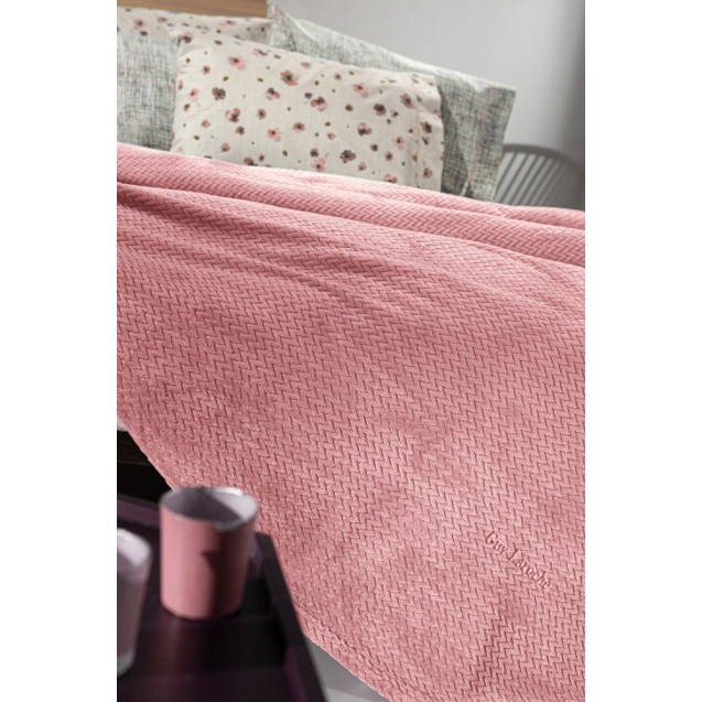 Κουβέρτα Fleece Μονή Guy Laroche Rombus Coral 160x220 Κουβέρτα Fleece Μονή Guy Laroche Rombus Coral 160x220