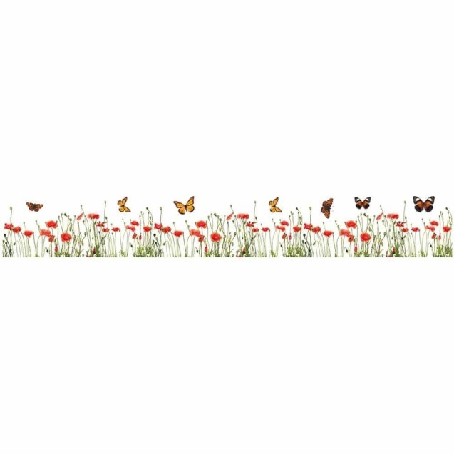 Αυτοκόλλητες Μπορντούρες Βινυλίου Ango Poppies & Butterflies 53002 Αυτοκόλλητες Μπορντούρες Βινυλίου Ango Poppies & Butterflies 53002