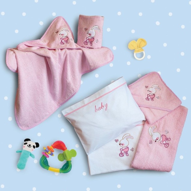 Σετ Βρεφικές Πετσέτες 2 Τεμαχίων Sbaby Bike Pink Σετ Βρεφικές Πετσέτες 2 Τεμαχίων Sbaby Bike Pink