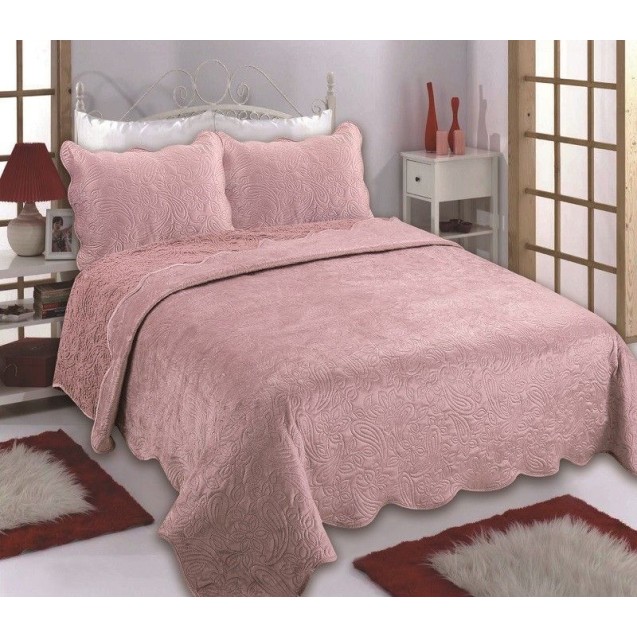 Σετ Κουβέρτα Βελούδο Υπέρδιπλη 3 Τεμαχίων Silk Fashion NX2211 Pink 220x240 Σετ Κουβέρτα Βελούδο Υπέρδιπλη 3 Τεμαχίων Silk Fashion NX2211 Pink 220x240