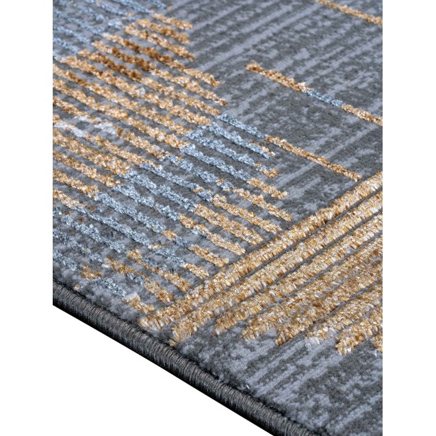 Χαλί Στρόγγυλο Madi Feathers Grey Gold Δ165 Χαλί Στρόγγυλο Madi Feathers Grey Gold Δ165