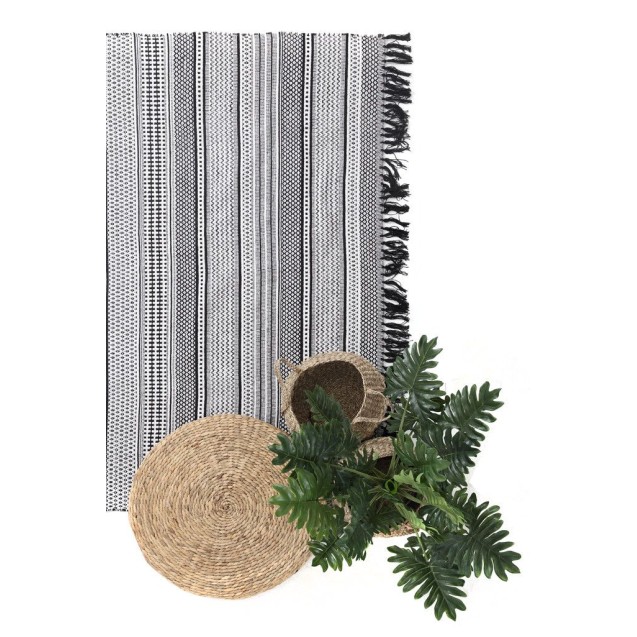 Χαλί Royal Carpet Urban Cotton Kilim Samaira Black White 130x190 Χαλί Royal Carpet Urban Cotton Kilim Samaira Black White 130x190