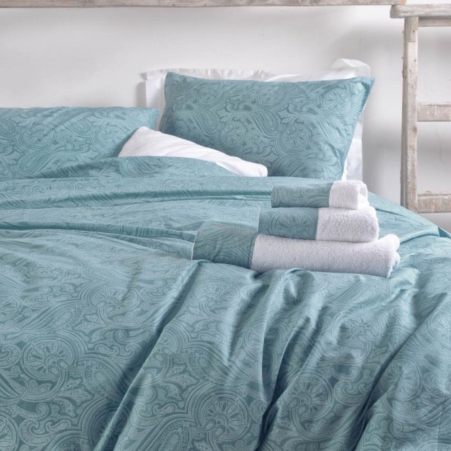 Σετ Σεντόνια King Size 4 Τεμαχίων Rythmos Charisma Τυρκουάζ 270x290 Σετ Σεντόνια King Size 4 Τεμαχίων Rythmos Charisma Τυρκουάζ 270x290