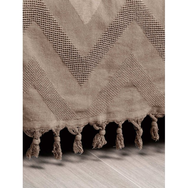 Κουβέρτα Πικέ Υπέρδιπλη Madi Golwe Brown 220x240 Κουβέρτα Πικέ Υπέρδιπλη Madi Golwe Brown 220x240