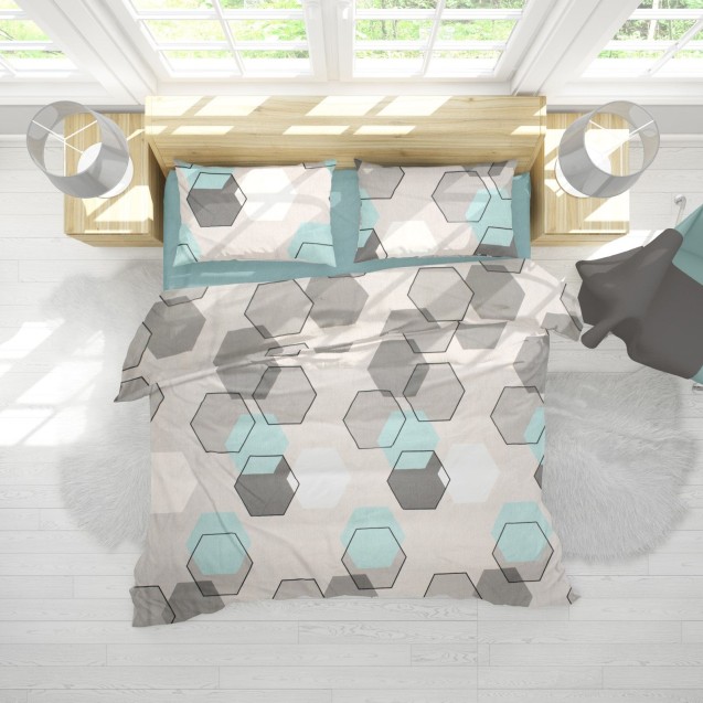 Σετ Σεντόνια Υπέρδιπλα 4 Τεμαχίων Dimcol Hexagon 395 220x240 Σετ Σεντόνια Υπέρδιπλα 4 Τεμαχίων Dimcol Hexagon 395 220x240