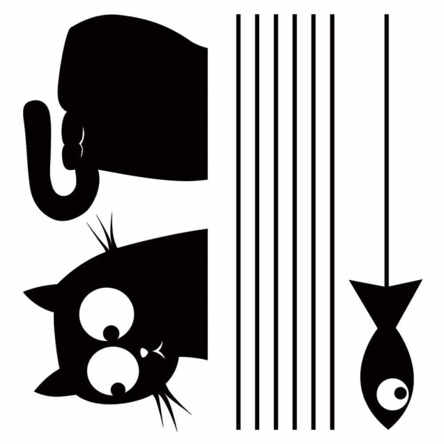 Αυτοκόλλητα Τοίχου Ango Cat & Fish S 59159 Αυτοκόλλητα Τοίχου Ango Cat & Fish S 59159