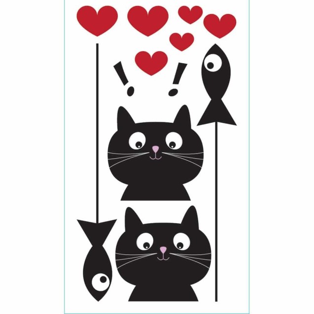 Αυτοκόλλητα Τοίχου Ango Cat & Fish 59002 Αυτοκόλλητα Τοίχου Ango Cat & Fish 59002