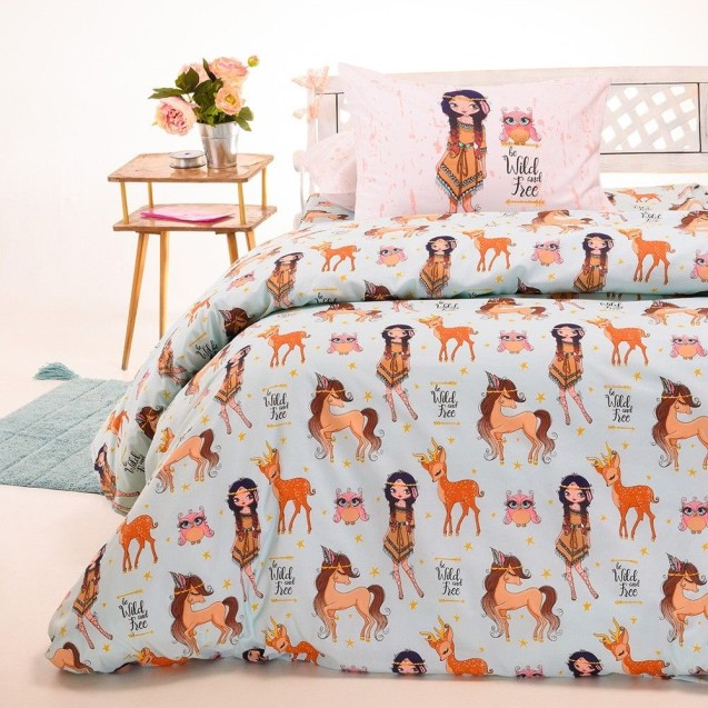 Παιδική Παπλωματοθήκη Μονή Melinen Indian Girl Light Blue 165x245 Παιδική Παπλωματοθήκη Μονή Melinen Indian Girl Light Blue 165x245