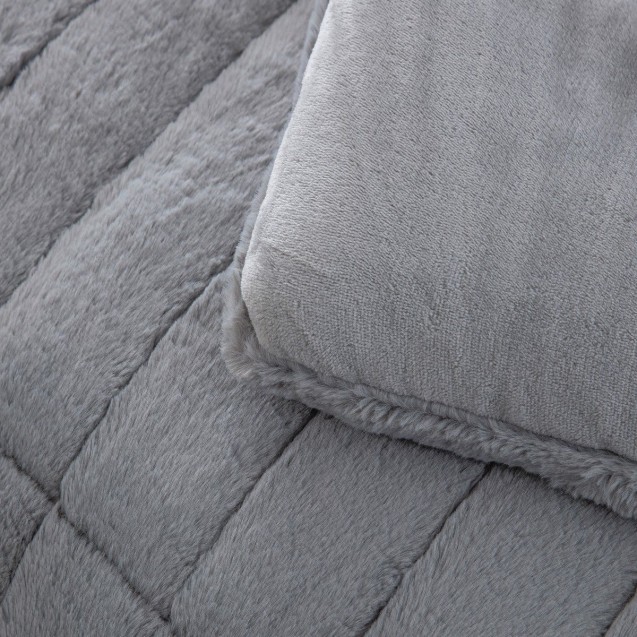 Κουβερτοπάπλωμα με Γούνα Υπέρδιπλο Palamaiki Etta Grey 220x240 Κουβερτοπάπλωμα με Γούνα Υπέρδιπλο Palamaiki Etta Grey 220x240