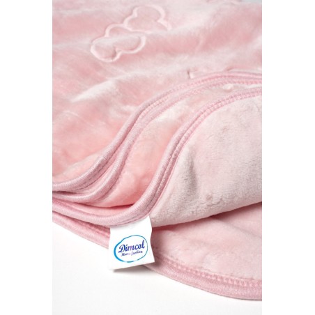 Κουβέρτα Βελουτέ Κούνιας Dimcol Bicycle Bear 17 Pink 110x140