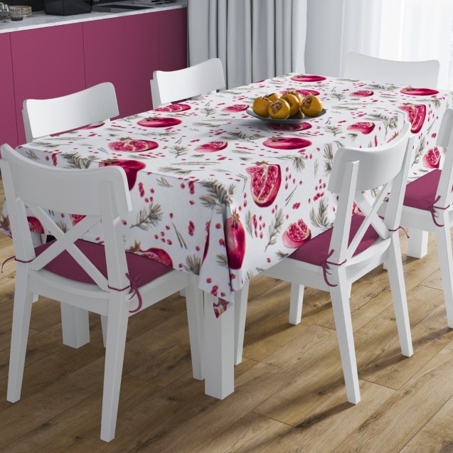Σετ Τραπεζομάντηλο και Runner Dimcol Pomegranate 458 White 140x220 & 40x220 Σετ Τραπεζομάντηλο και Runner Dimcol Pomegranate 458 White 140x220 & 40x220