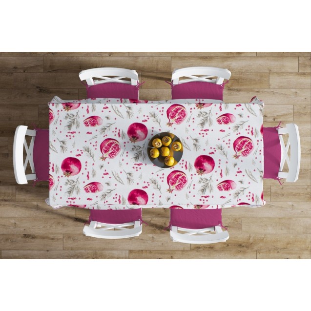 Σετ Τραπεζομάντηλο και Runner Dimcol Pomegranate 458 White 140x220 & 40x220 Σετ Τραπεζομάντηλο και Runner Dimcol Pomegranate 458 White 140x220 & 40x220