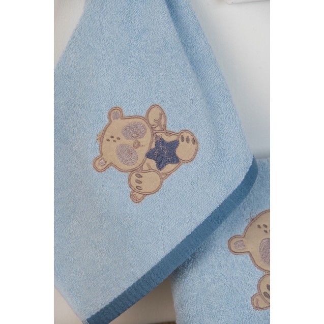 Σετ Βρεφικές Πετσέτες 2 Τεμαχίων Dimcol Star Bear 151 Σιέλ 30x50 και 70x140 Σετ Βρεφικές Πετσέτες 2 Τεμαχίων Dimcol Star Bear 151 Σιέλ 30x50 και 70x140