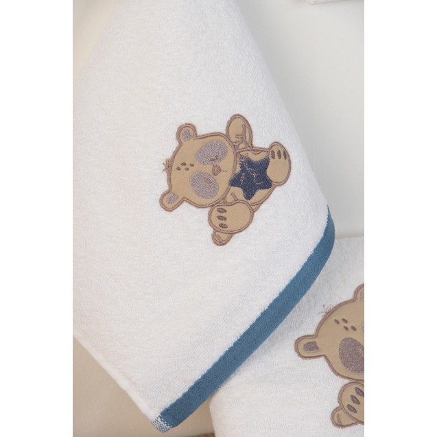 Σετ Βρεφικές Πετσέτες 2 Τεμαχίων Dimcol Star Bear 152 Λευκό 30x50 και 70x140 Σετ Βρεφικές Πετσέτες 2 Τεμαχίων Dimcol Star Bear 152 Λευκό 30x50 και 70x140