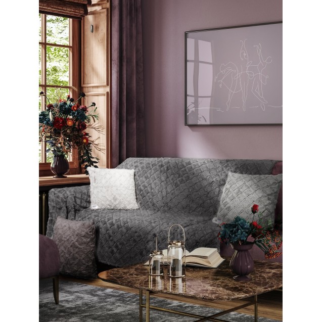 Ριχτάρι Γούνινο Διθέσιου Madi Oblong Grey 180x250 Ριχτάρι Γούνινο Διθέσιου Madi Oblong Grey 180x250