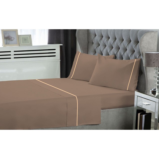 Σετ Σεντόνια King Size 4 Τεμαχίων Le Blanc Φυτίλι Polycotton Light Brown 270x300 Σετ Σεντόνια King Size 4 Τεμαχίων Le Blanc Φυτίλι Polycotton Light Brown 270x300