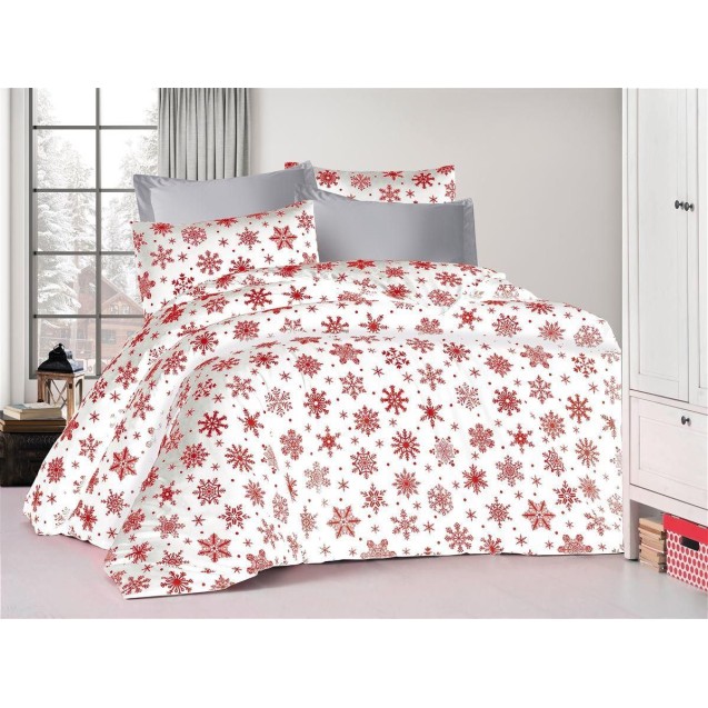 Πάπλωμα Υπέρδιπλο Dimcol Snowflake 462 220X240 White-Red  Πάπλωμα Υπέρδιπλο Dimcol Snowflake 462 220X240 White-Red