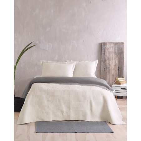 Σετ Κουβερλί Υπέρδιπλο 3 Τεμαχίων Rythmos Allure Εκρου-Γκρι 220x240