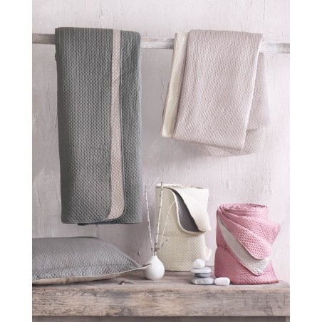 Σετ Κουβερλί Υπέρδιπλο 3 Τεμαχίων Rythmos Allure Εκρου-Γκρι 220x240