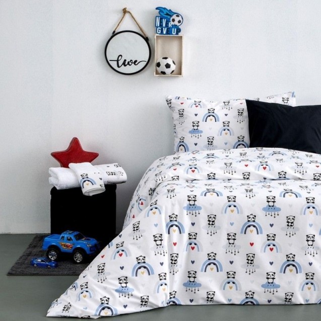 Κουβερλί Μονό Sb Home 160x240-Panda Blue Κουβερλί Μονό Sb Home 160x240-Panda Blue