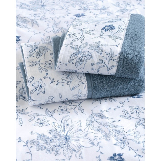 Σετ Σεντόνια King Size 4 Τεμαχίων Rythmos Ortensia Μπλε 270x290 Σετ Σεντόνια King Size 4 Τεμαχίων Rythmos Ortensia Μπλε 270x290