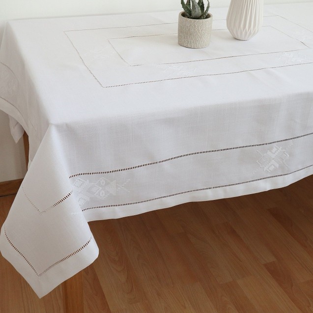 Τραπεζομάντηλο Dimeco 140x140 32960 White Τραπεζομάντηλο Dimeco 140x140 32960 White