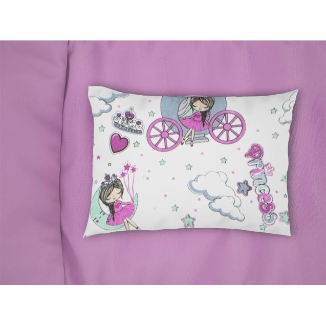 Μαξιλαροθήκη Εμπριμέ bebe Princess 389 35x45 White-Lila Μαξιλαροθήκη Εμπριμέ bebe Princess 389 35x45 White-Lila